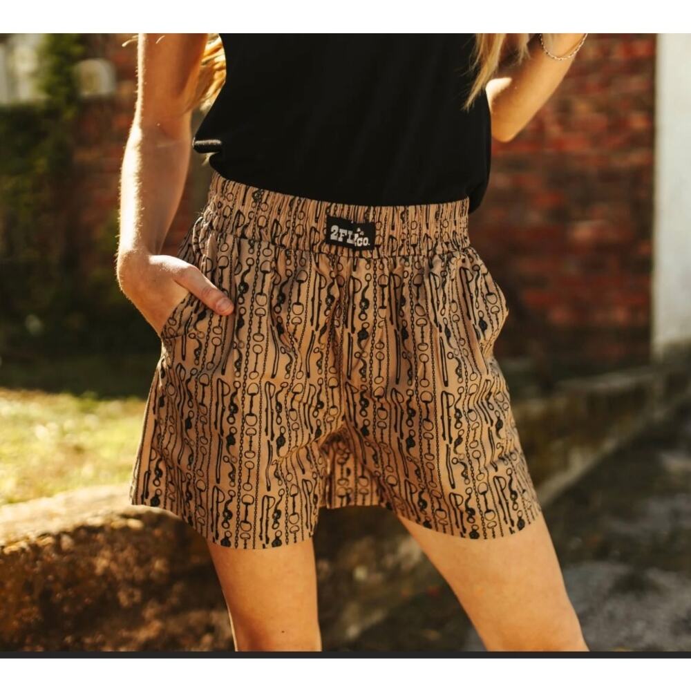 NWT 2Fly Co Western Boutique Horse Bit Boxer Shorts Women's Size M